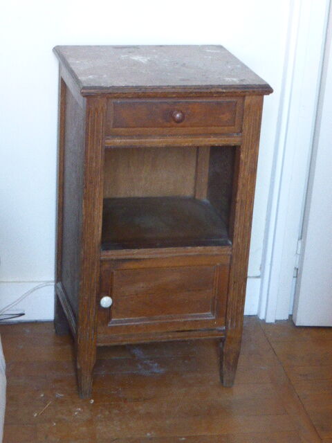 Nightstand wood and pink marble, art deco