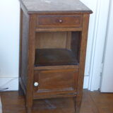 Nightstand wood and pink marble, art deco