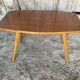 Table Basse Ancienne Scandinave Bois Pieds Compas Années 60 Vintage #E