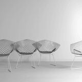Rare Bertoia diamond chairs with ottoman for Knoll International, 1970s
