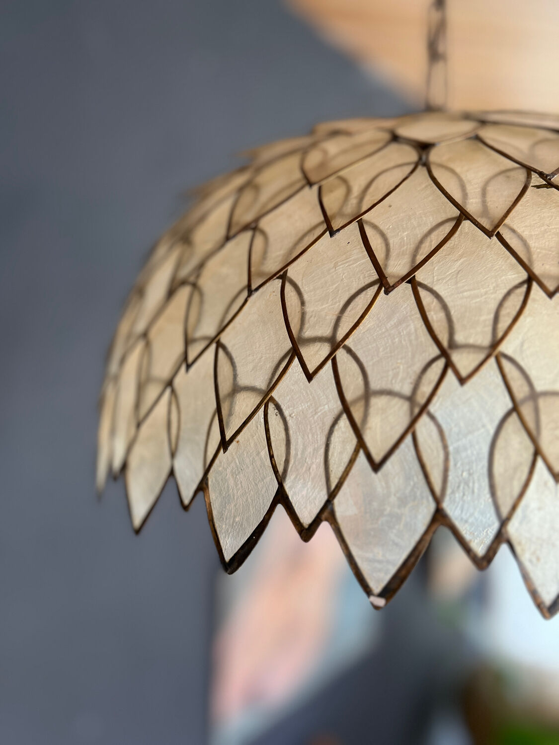 Brass and mother-of-pearl suspension