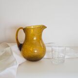 Biot blown glass pitcher