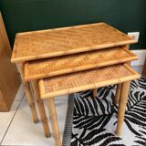 3 nesting tables in bamboo and wood