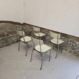 Set of 4 light yellow formica chairs