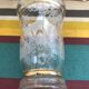 Pair Old Glass Vase Moulded Gold Decor AMORA - Vintage Geometric Design