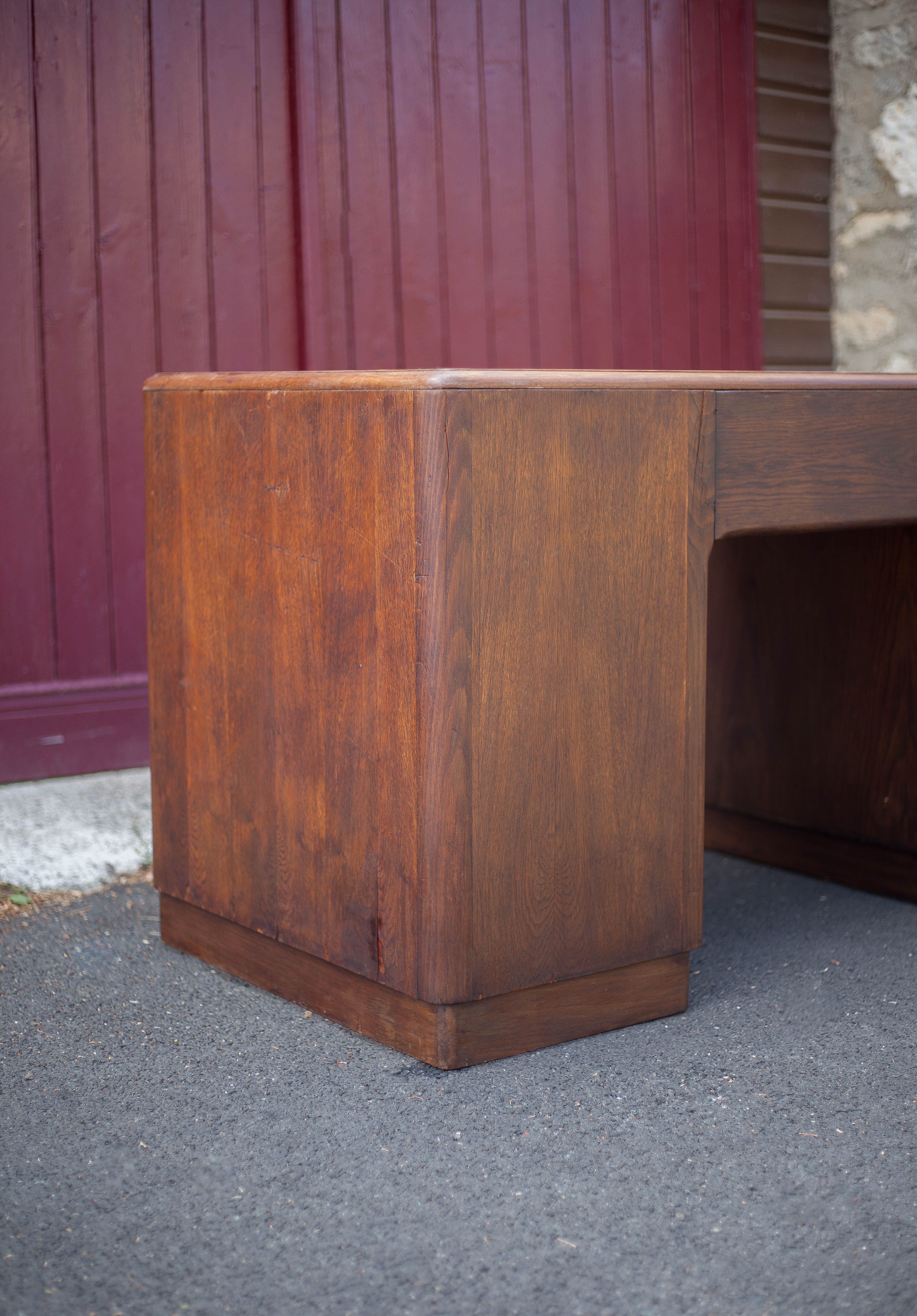 Art deco desk, oak minister's office, large 2-box desk, drawer desk, 40's