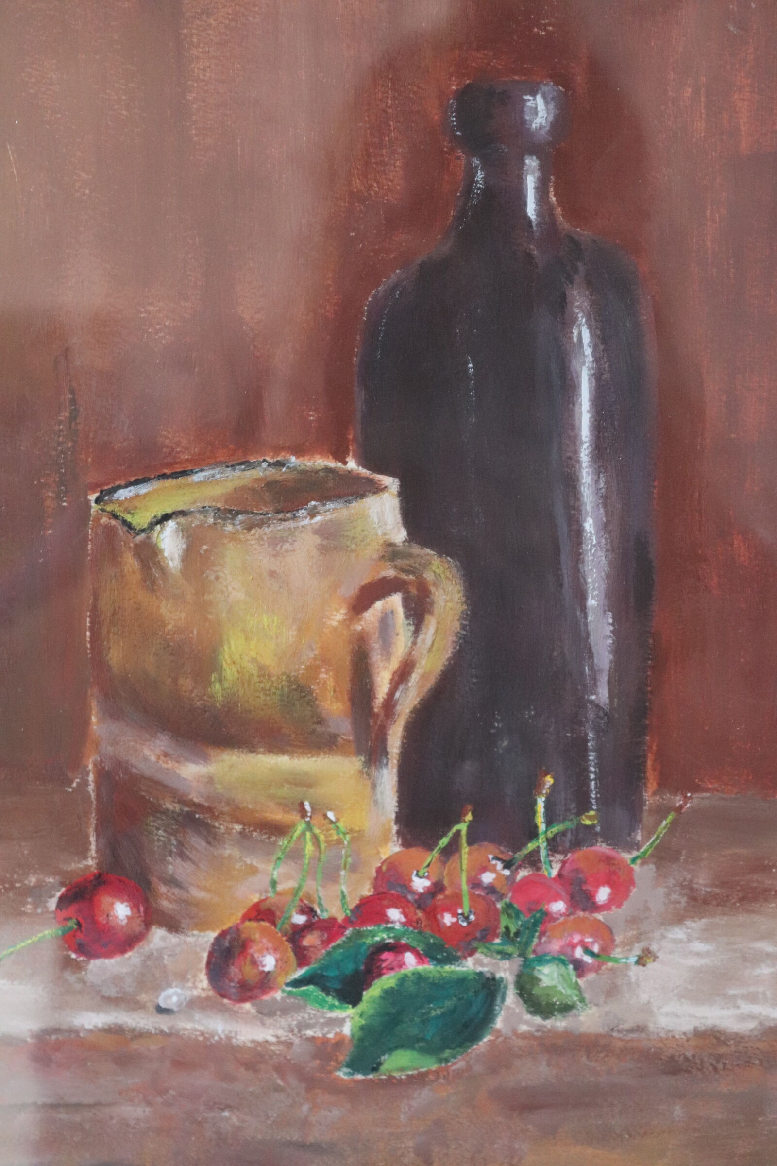 Tableau nature morte aux cerises