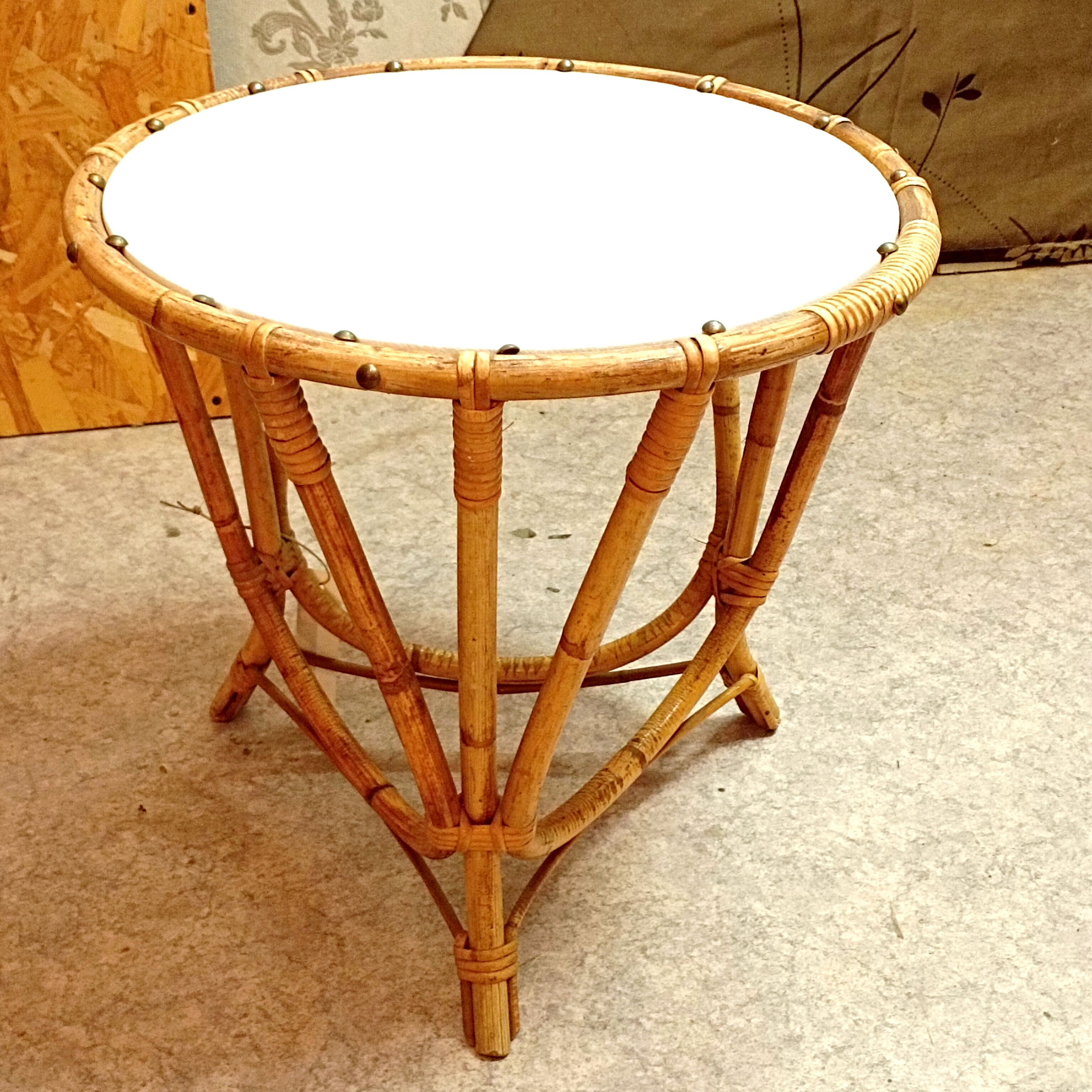 Vintage rattan side table