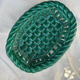 Green woven ceramic basket