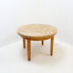 Round wooden coffee table with Aleppo breccia marble top - 1950s
