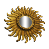 Ancien miroir soleil bombé bois doré "oeil de sorcière"