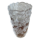 Molded glass vase with rose decor