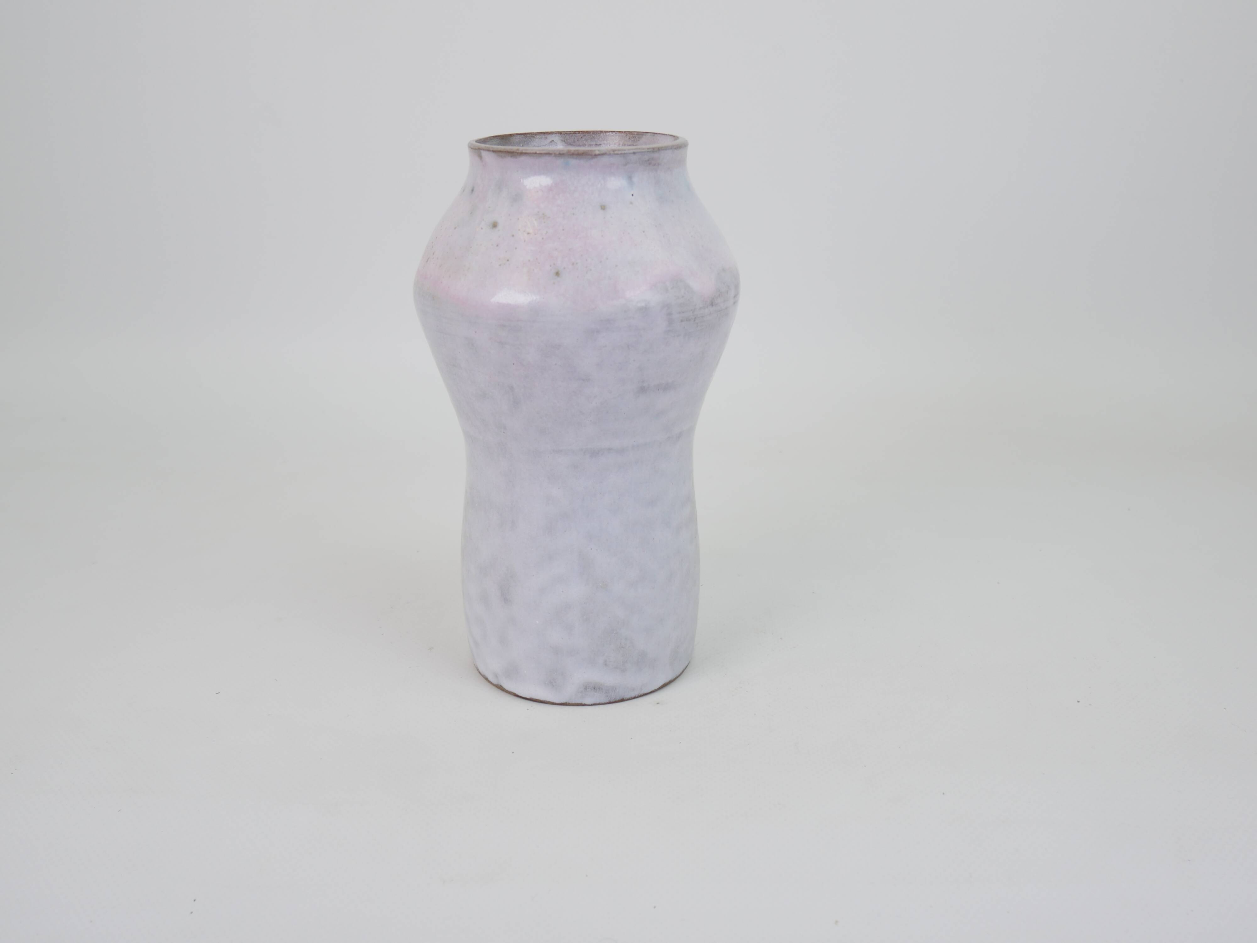 White-pink glazed ceramic vase