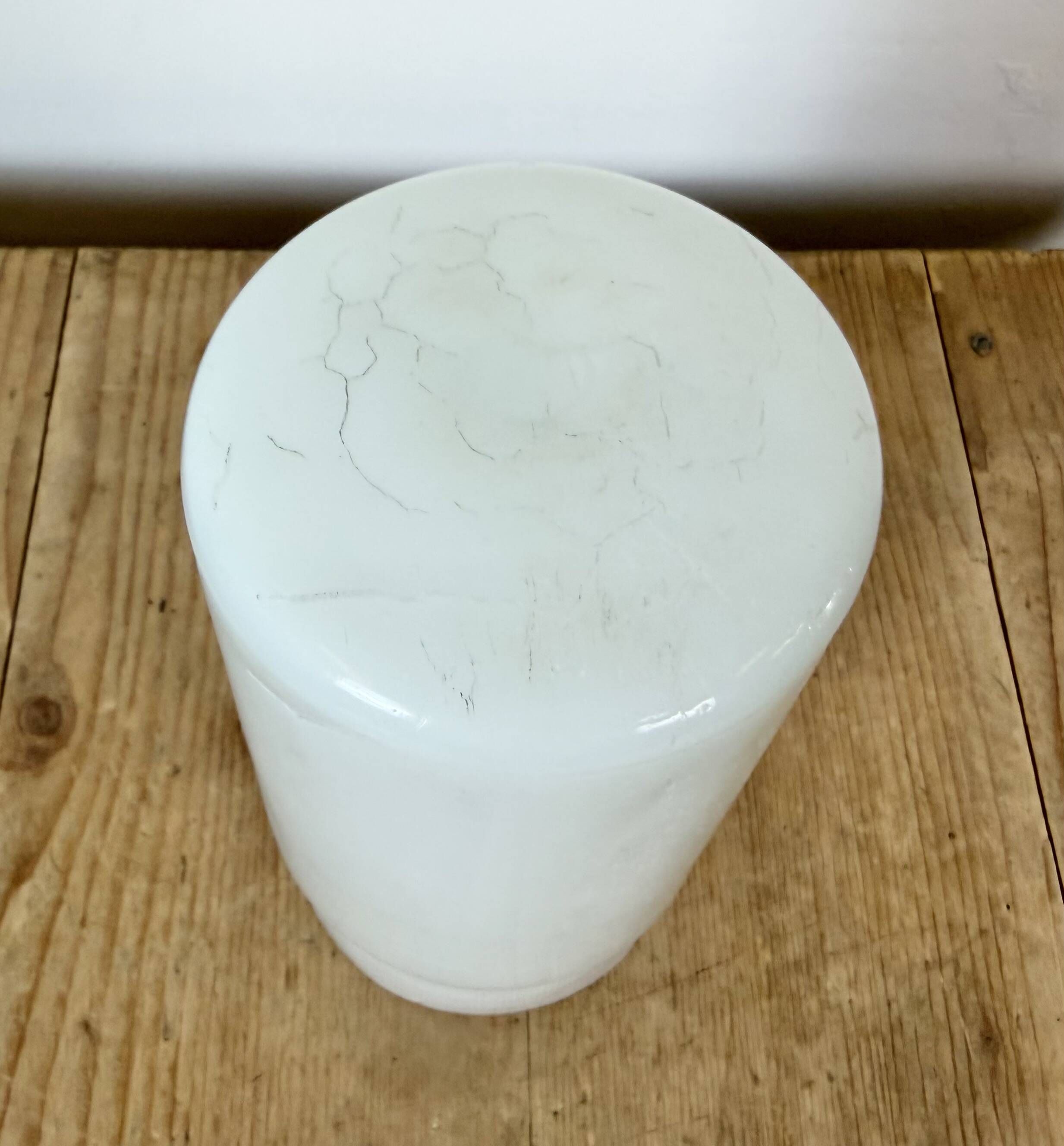 Vintage White Porcelain Ceiling Light with Milk Glass, 1970s