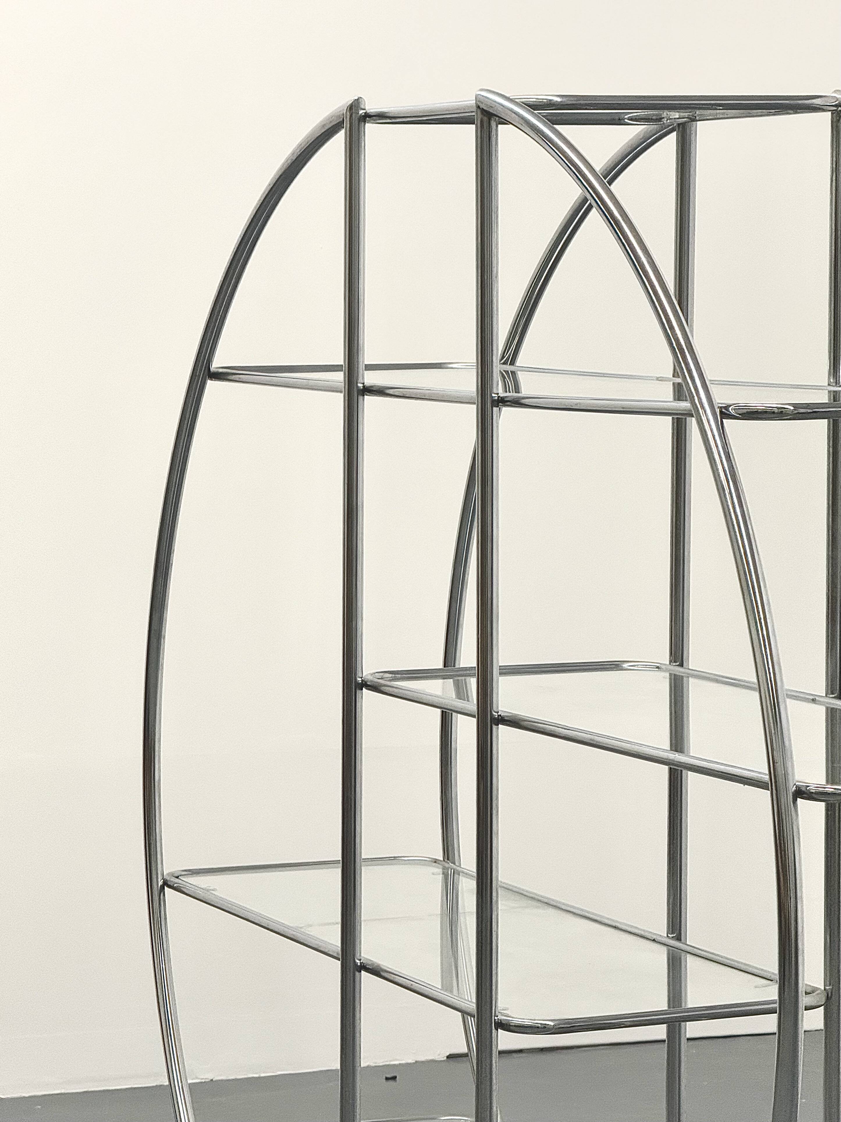 Bauhaus ronde en tubulaire chromé et verre
