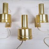 Mid-Century Modern Set of 3 Brass Wall Sconces by Sundstedt Sweden