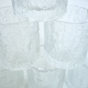 Molded glass whisky service - ice bark decoration - Frostfire Hoya Mikasa - vintage 1980s