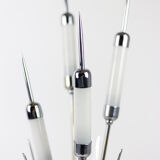 Chromium and alabaster metal reed lamp, 1980s