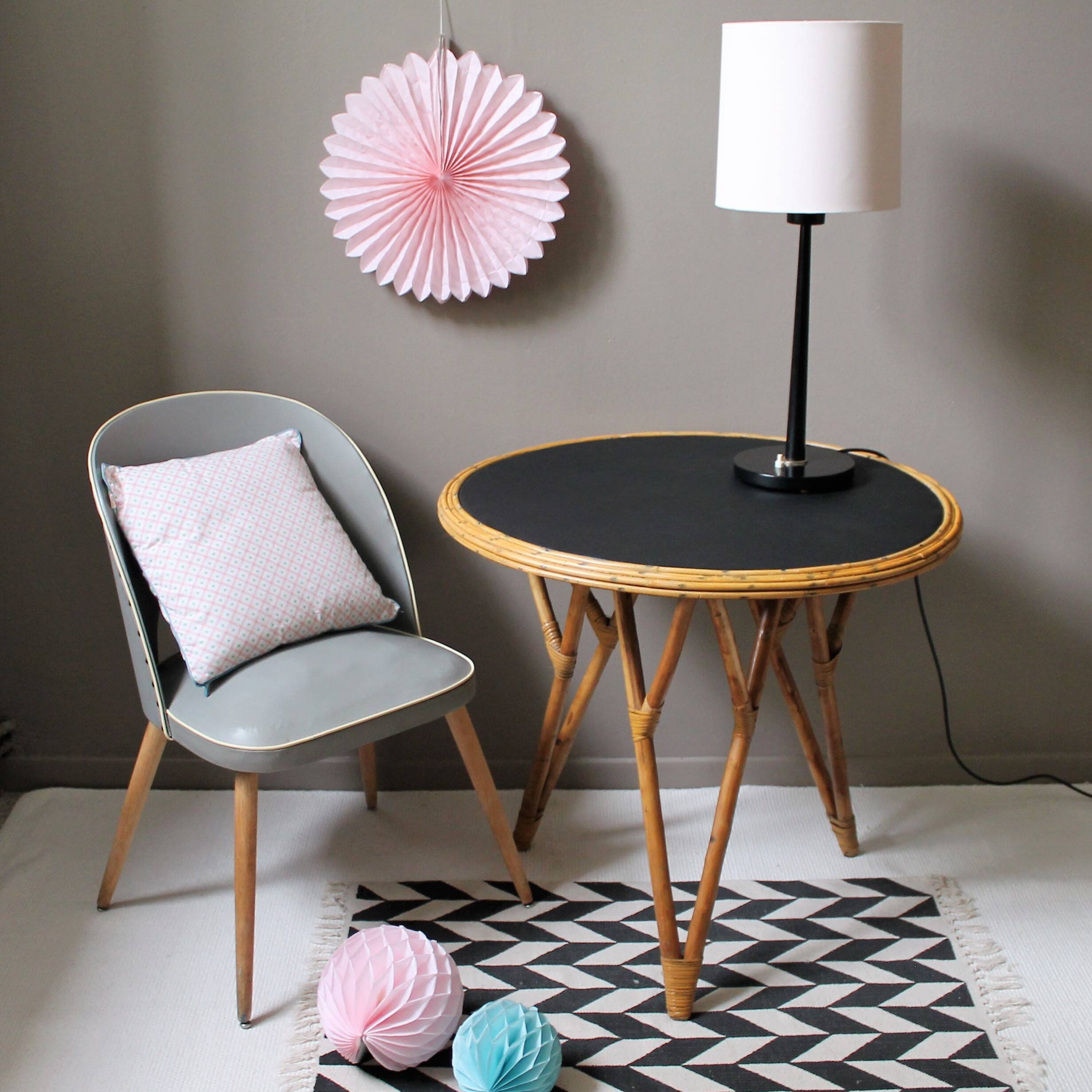 Vintage rattan high table