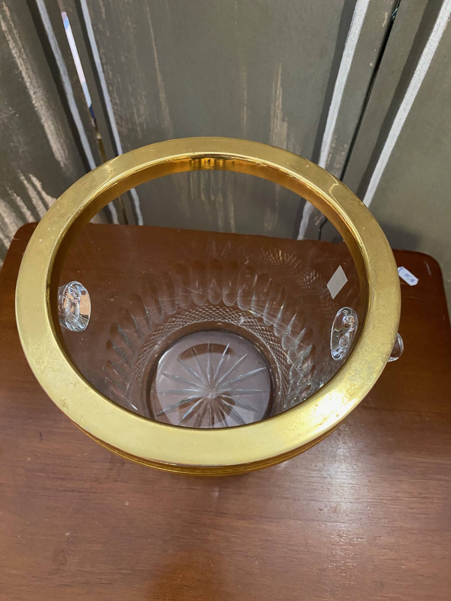 Saint Louis crystal champagne bucket with thistle thistle decor with rim