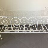White wrought iron folding bed