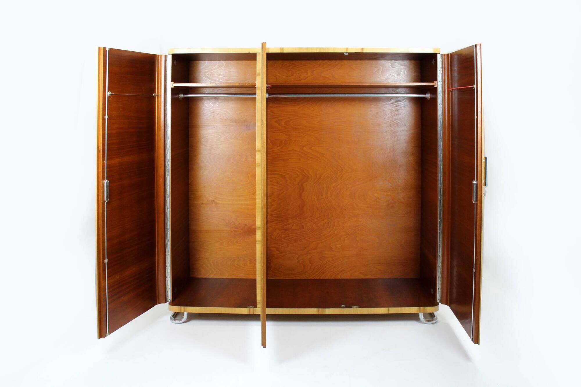 Restored Bauhaus Chromed Tubular Steel Wardrobe from Hynek Gottwald, 1930s