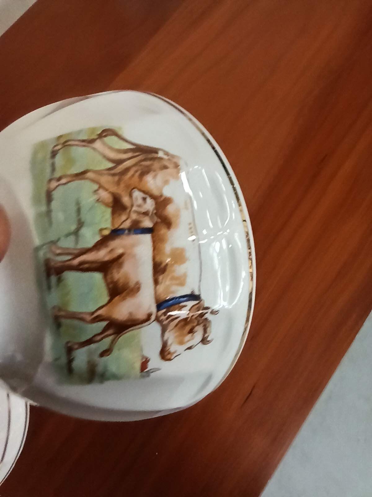 Set 6 bowls cow creamer semi porcelain old