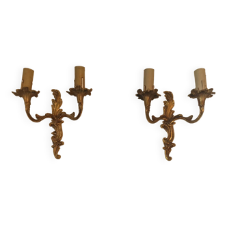 Pair of flame wall lights