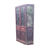 Porte d’entrée vitrée en chêne et grilles en fer, XIXème s.