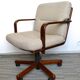 Desk chair in wood and fabric of the 1980s