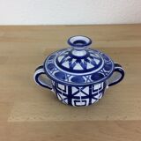 Bonbonnière sucrier Robert Picault, blue ceramic