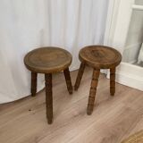 Lot de deux tabourets tripode