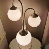 Vintage white metal table lamp with 3 lantern balls, 80s