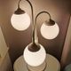 Lampe de table en métal blanc vintage avec 3 boules de lanterne, années 80
