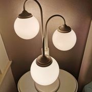 Lampe de table en métal blanc vintage avec 3 boules de lanterne, années 80