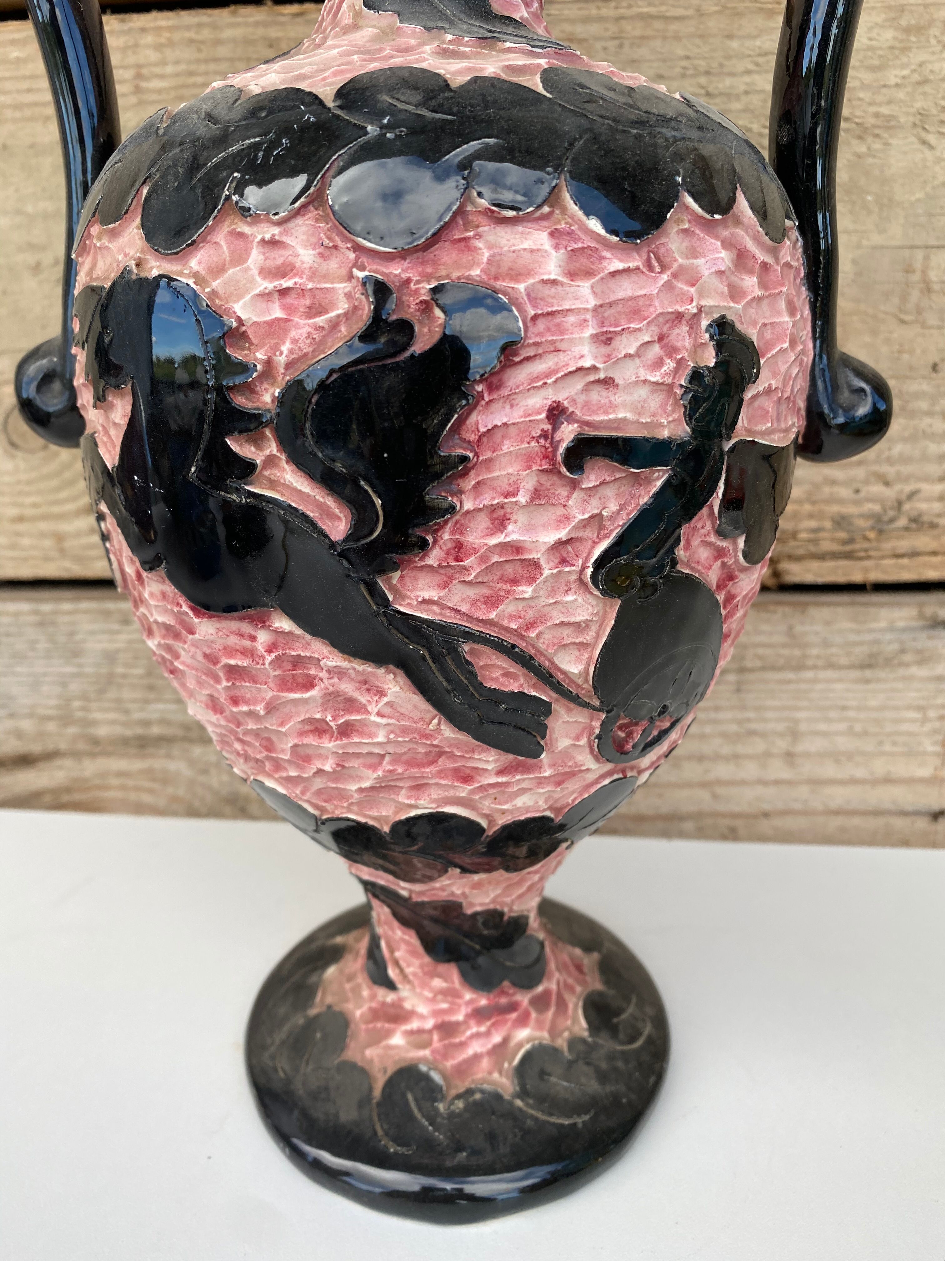 Vase céramique vintage Lamarche Vallauris Monaco 1960