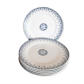 6 assiettes plates en faïence de Sarreguemines et Digoin, modèle Alger