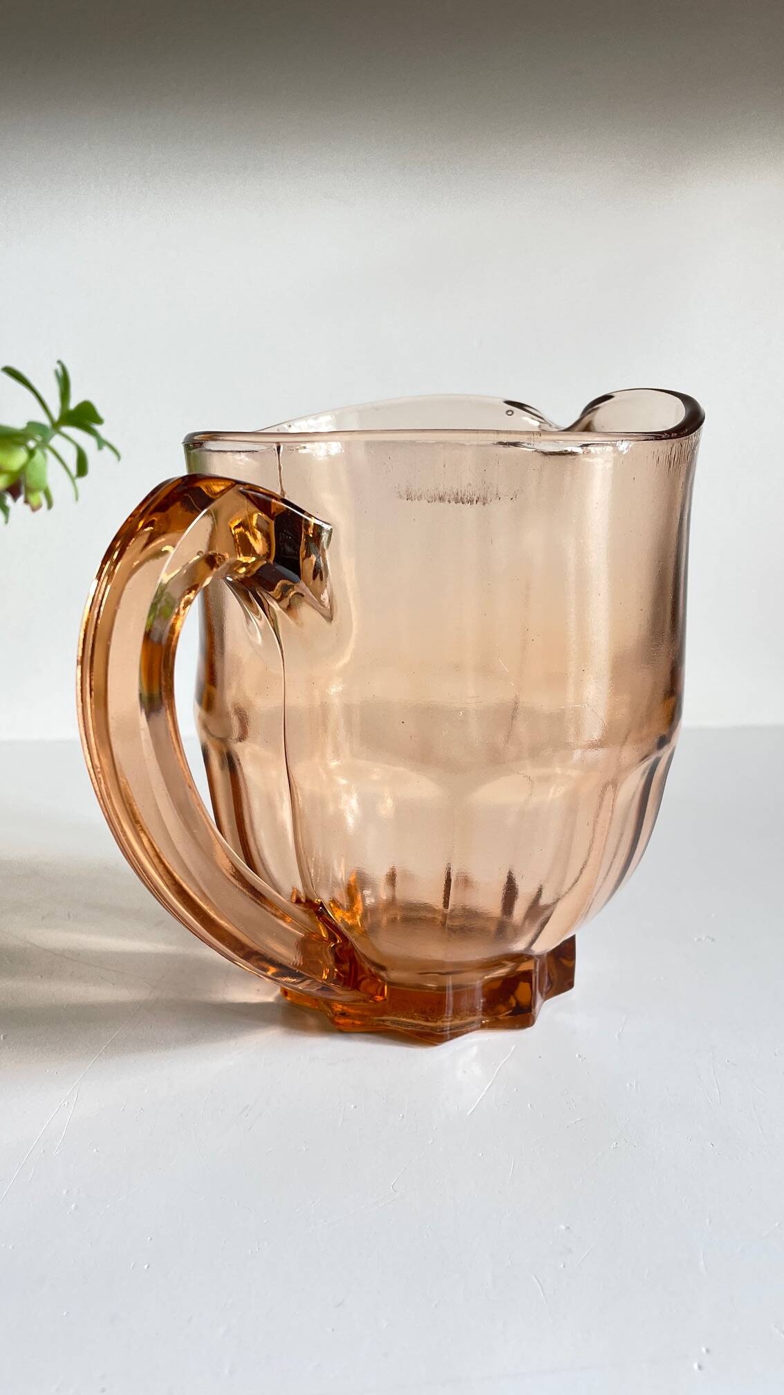 Vintage amber-pink glass pitcher 1 liter