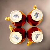 Vintage Carlton Ware coffee service “Rouge Royale” – 4 cups, coffee pot, sugar bowl, and milk jug – England 1940s-50s