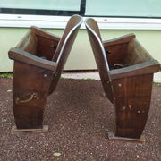 Pair of vintage antique wooden cinema chair s