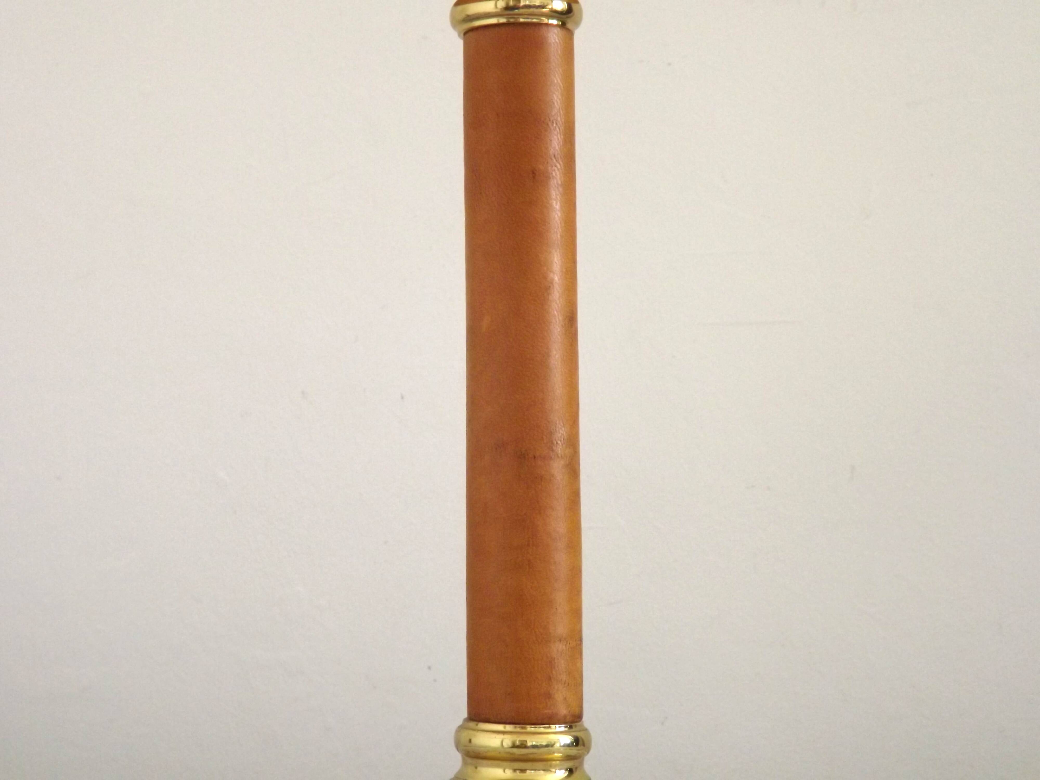 Tall French Mid Century Table Lamp Square Base With Beige and Gold Shade