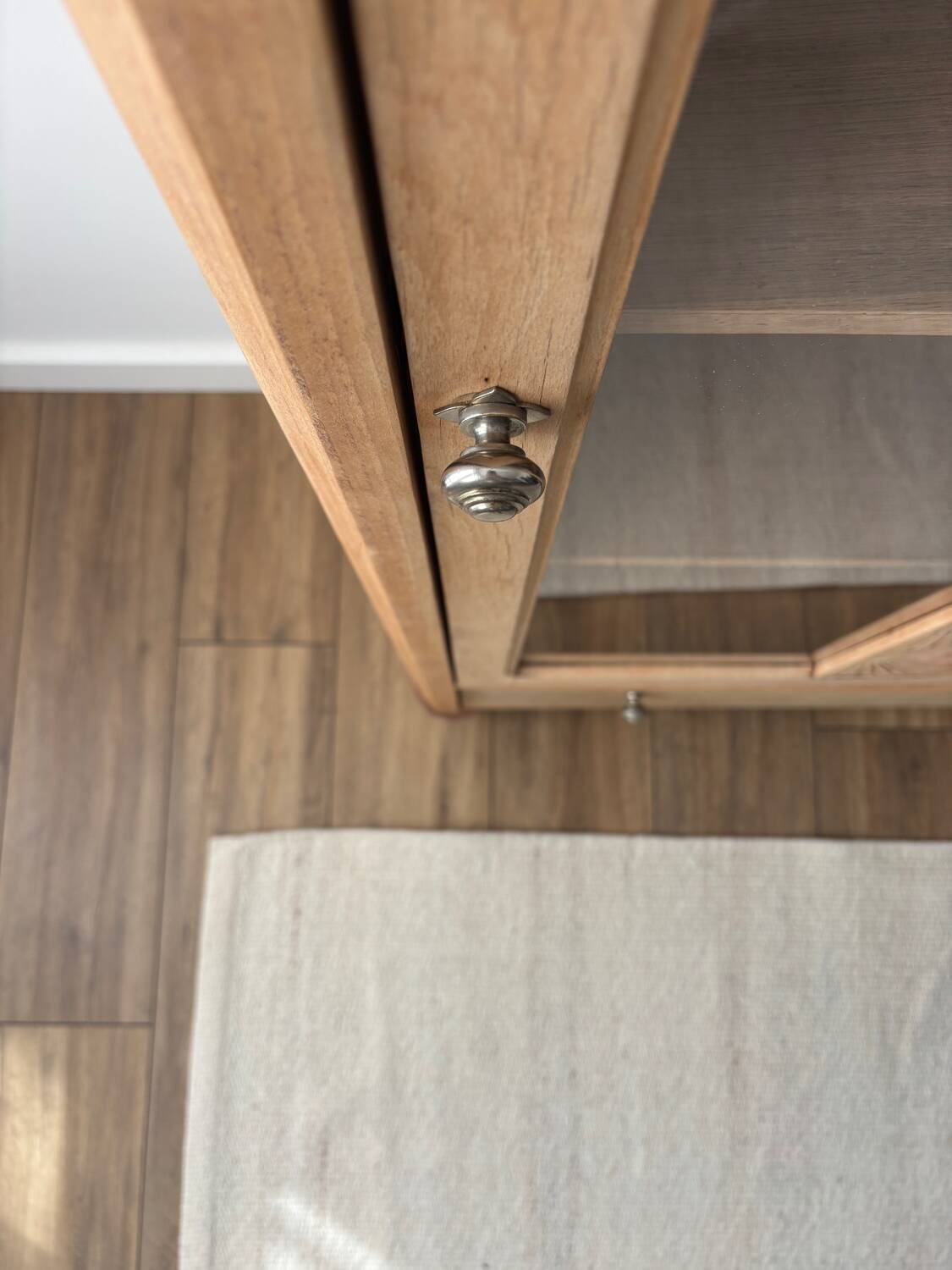 Renovated Parisian art deco solid wood display case