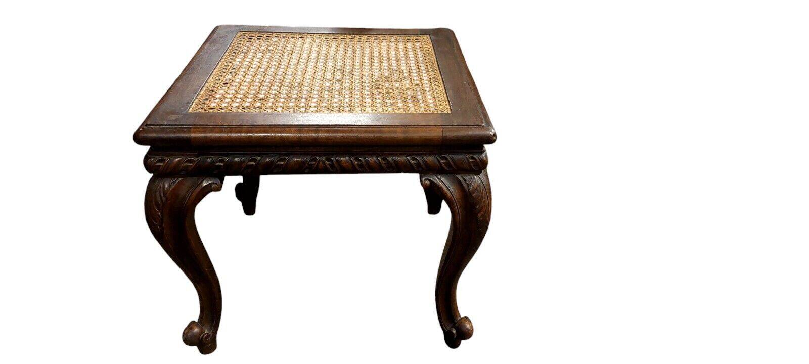 Solid carved walnut stool, early 1900s
