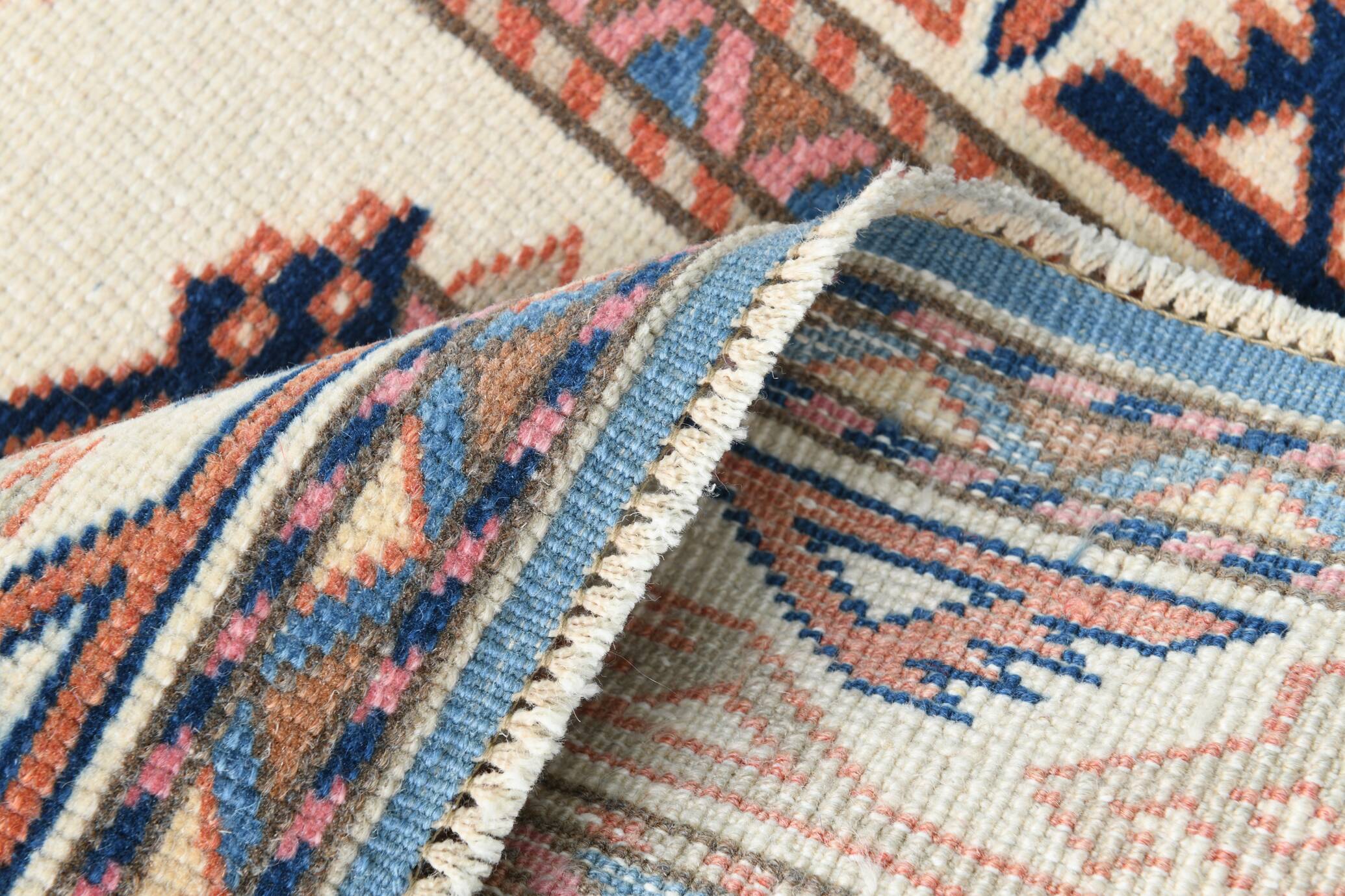 3x10 Navy Blue & Cream Persian Runner Rug, 98x321Cm
