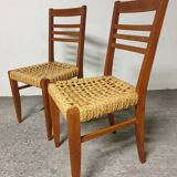Vibo chairs in oak and rope 1950 set of 2