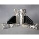 Set of 2 vintage Art Deco bookends in grey, black, and white marble