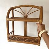 Vintage rattan wall shelf