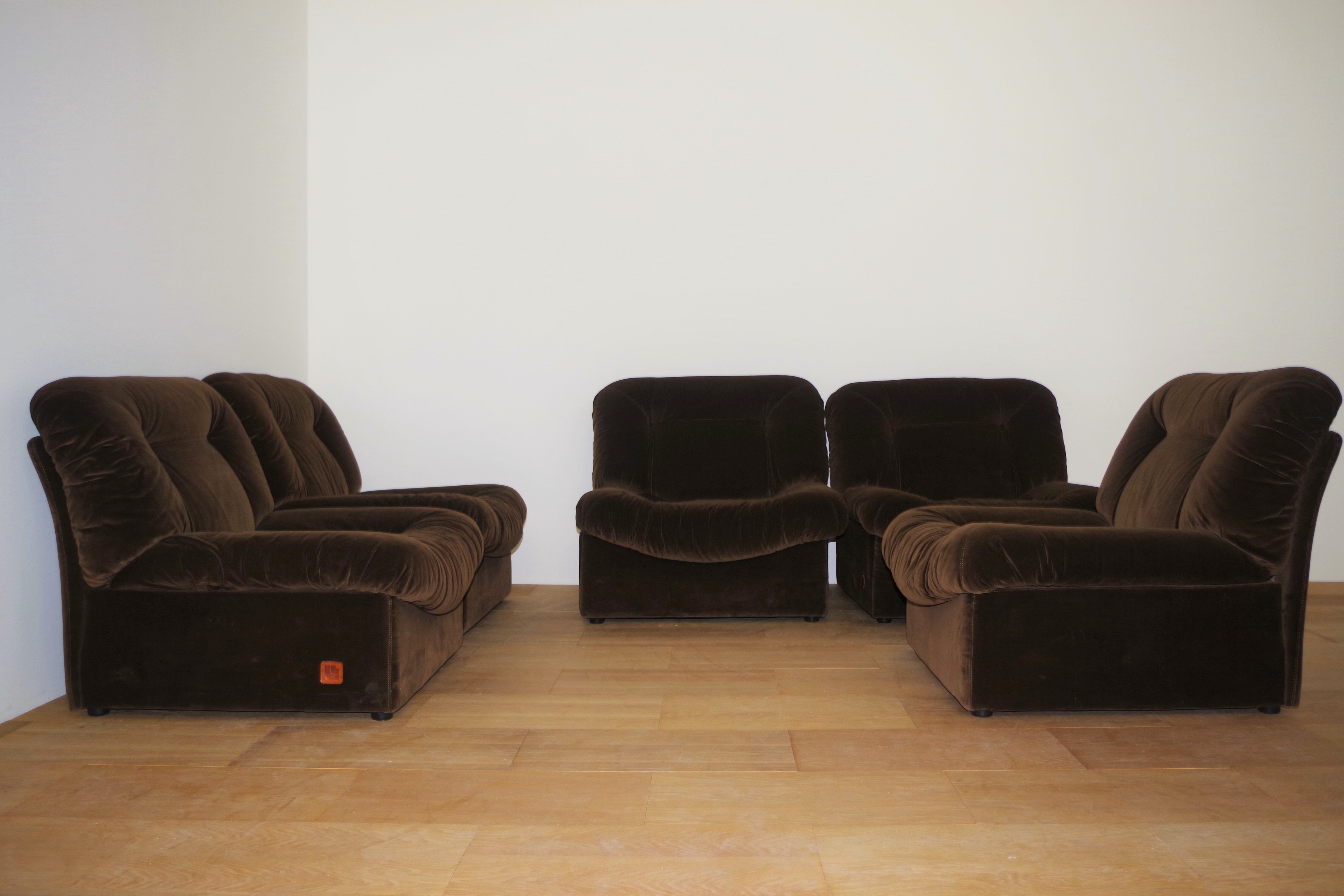 Modular armchairs panarea chenille by lev & lev, 1970s, set of 5