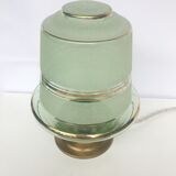 Lampe à poser verre granit vert liseré doré