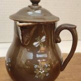 2 Old Small Glazed Ceramic Cream Pots/Enameled Decor